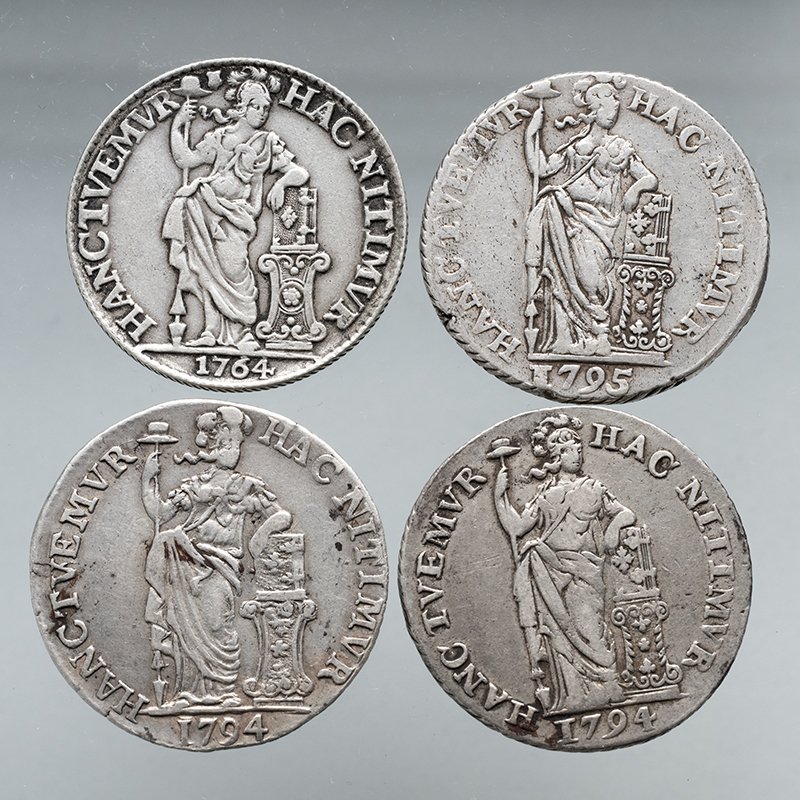 Nederland, Provinsielle mynter 1 Gulden 1764-1795 (4 stuks) (Ingen reservasjonspris) #1.0
