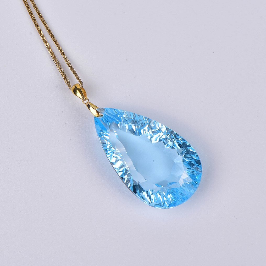 Sans prix de réserve - Collier avec pendentif - 18 carats Or jaune Topaze - ALGT certifié #1.0