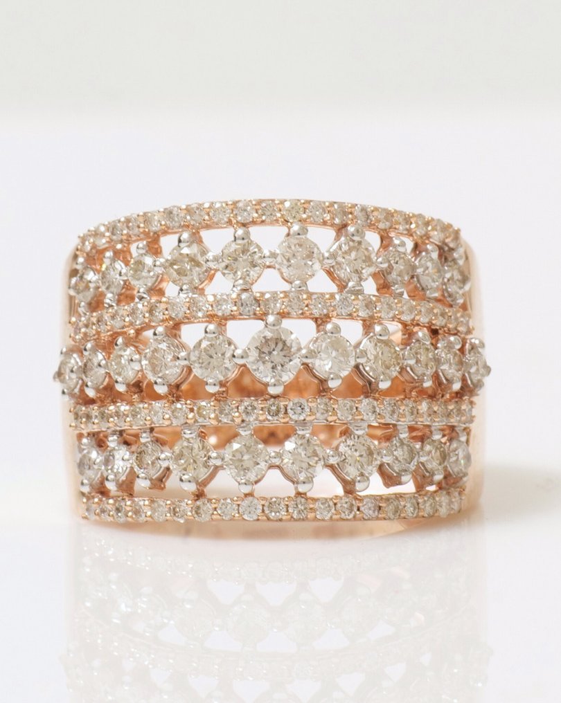 Statement δαχτυλίδι - 14 καράτια Ροζ χρυσό -  1.48ct. tw. Διαμάντι (Φυσικό) - Ορχήστρα γαμήλιου κοκτέιλ #1.0