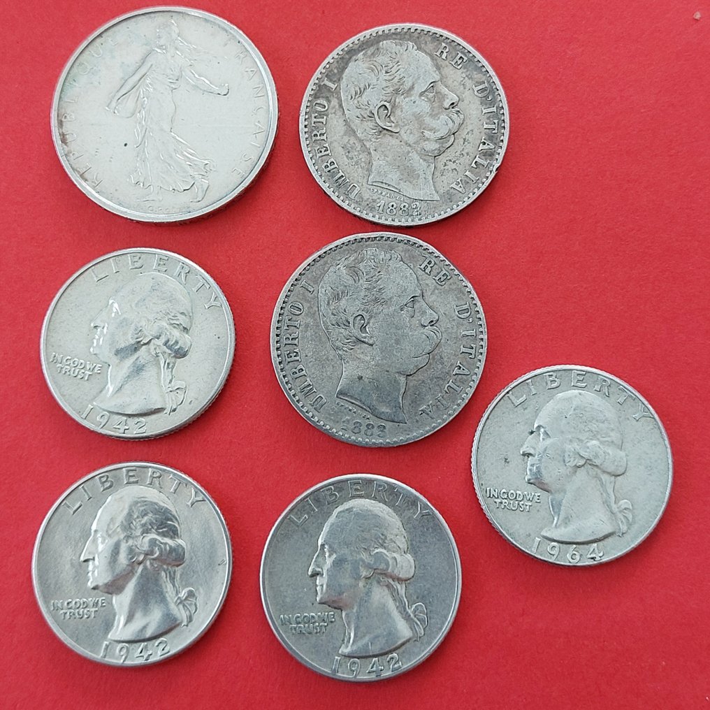 Ηνωμένες Πολιτείες, Γαλλία, Ιταλία. Lotto 7 monete (χωρίς τιμή ασφαλείας) #1.0