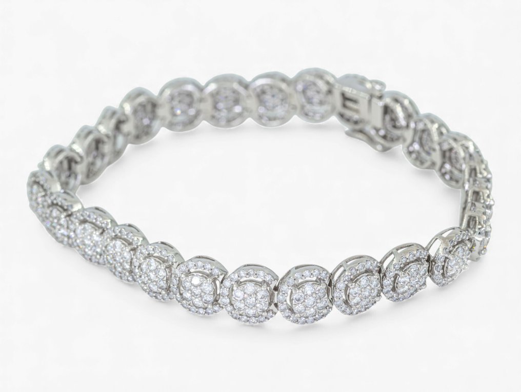 Nincs minimálár - Karkötő - 14 kt. IGI Antwerp - 17 gramm, Fehér arany - 5.30ct. tw. Gyémánt (Természetes) #2.1