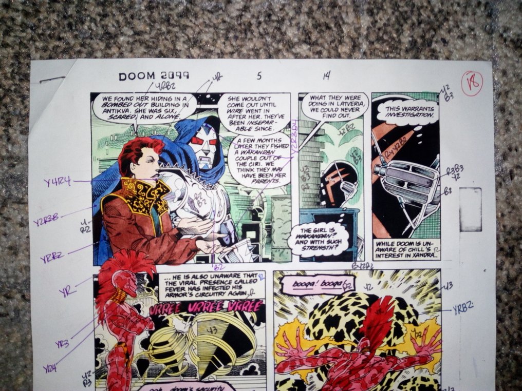 Pat Broderick / Christie Scheele - 1 Original page - color guide Doom 2099 #1.0