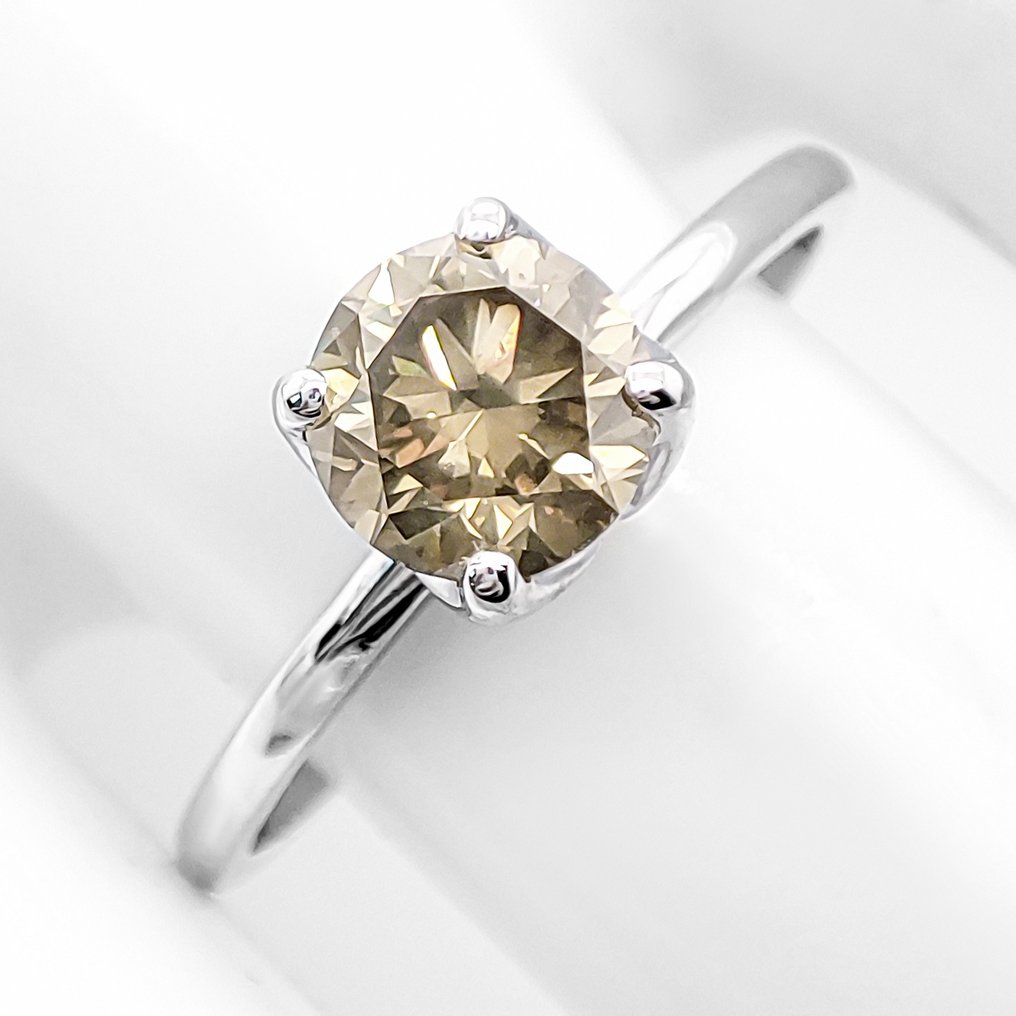 χωρίς τιμή ασφαλείας - Δαχτυλίδι - 14 καράτια Λευκός χρυσός - 1.02ct. tw. Διαμάντι (Φυσικού χρώματος) - Πιστοποιητικό IGI #2.1