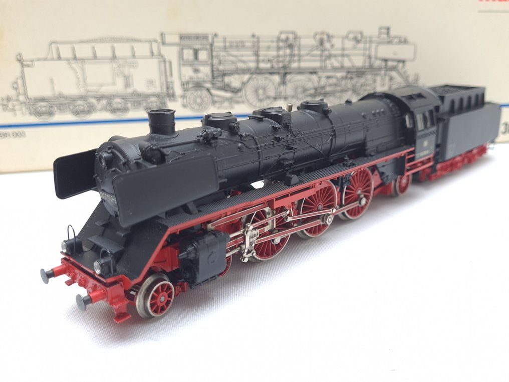 Märklin H0 - 3085 - Ατμομηχανή με όχημα μεταφοράς (1) - BR 003 160-9 με αποκωδικοποιητή ESU - DB #1.0