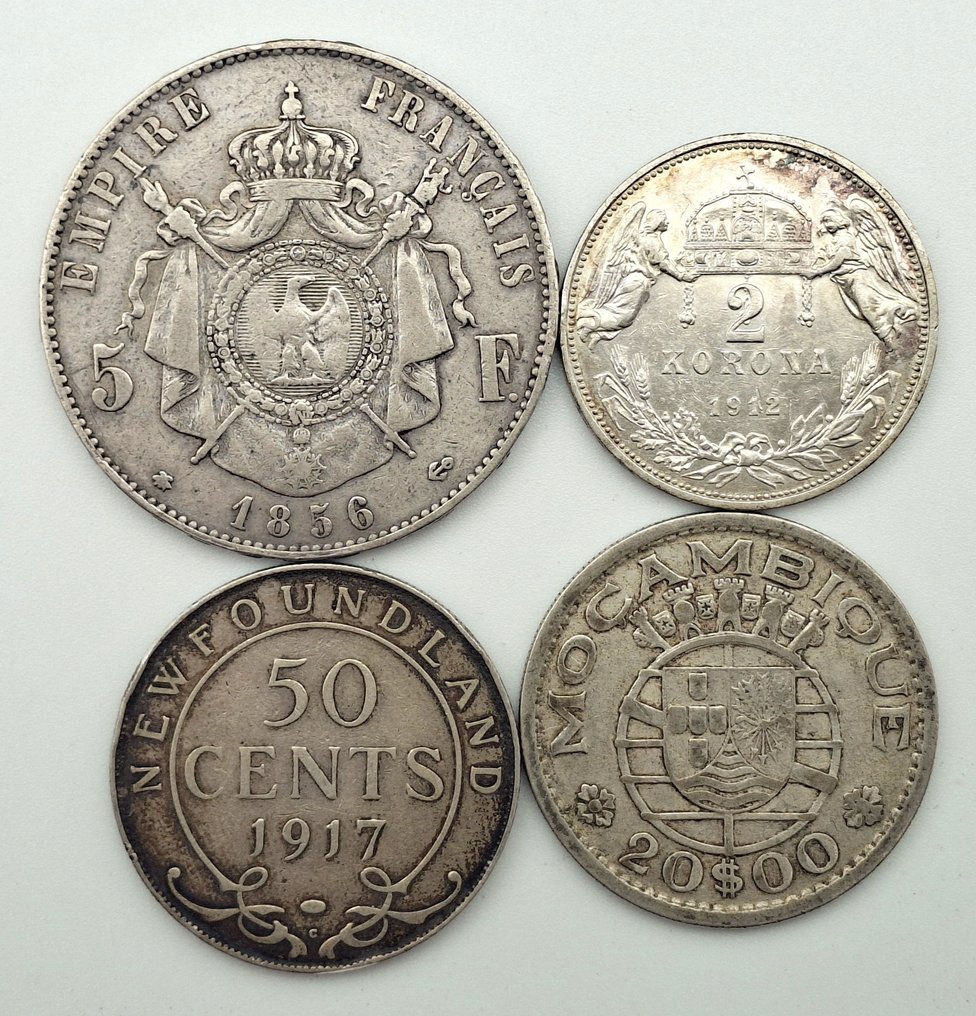 Κόσμος. Lot de 4 monnaies en argent, 1856/1955 (χωρίς τιμή ασφαλείας) #1.0
