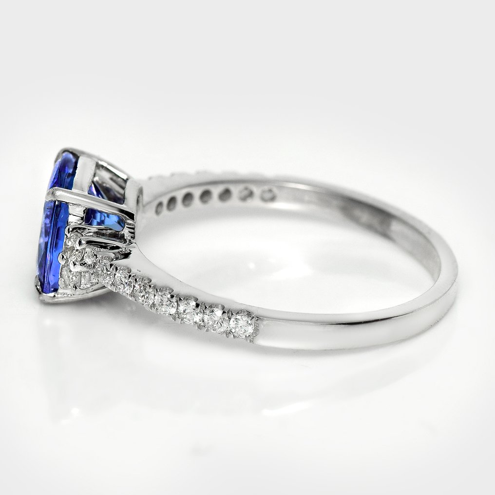 Sans prix de réserve - Bague - 14 carats Or blanc, HRD 1,76 ct Bleu Intense - 2.00ct. tw. Tanzanite - Diamant #3.2