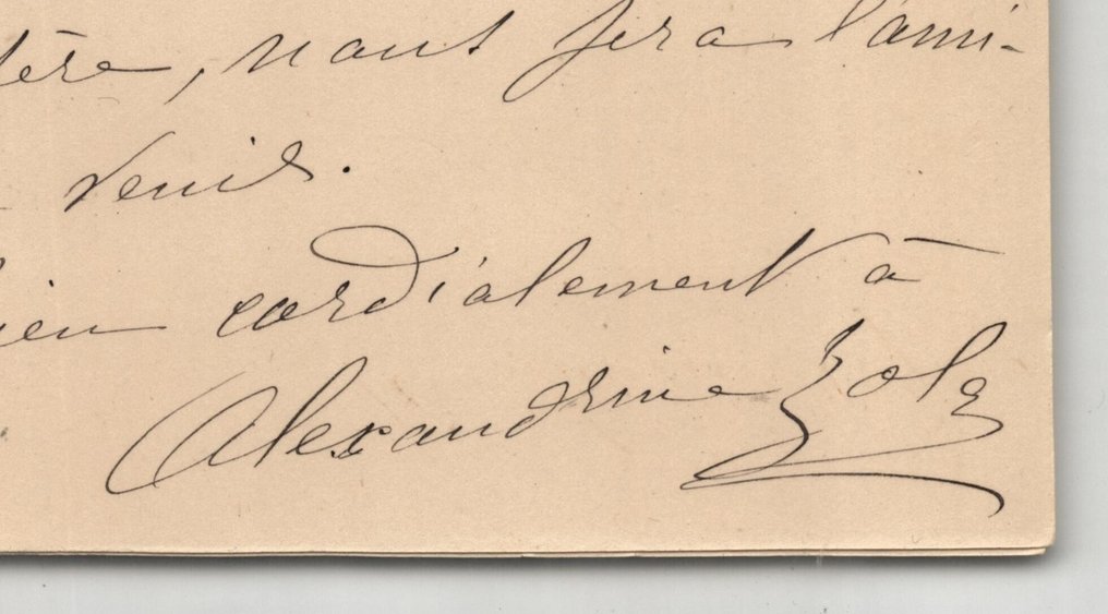 Alexandrine Zola, épouse de Zola - Lettre autographe signée - « Le Baron sera des nôtres. J'écris aussi à Hüysmans » - 1890 #4.3