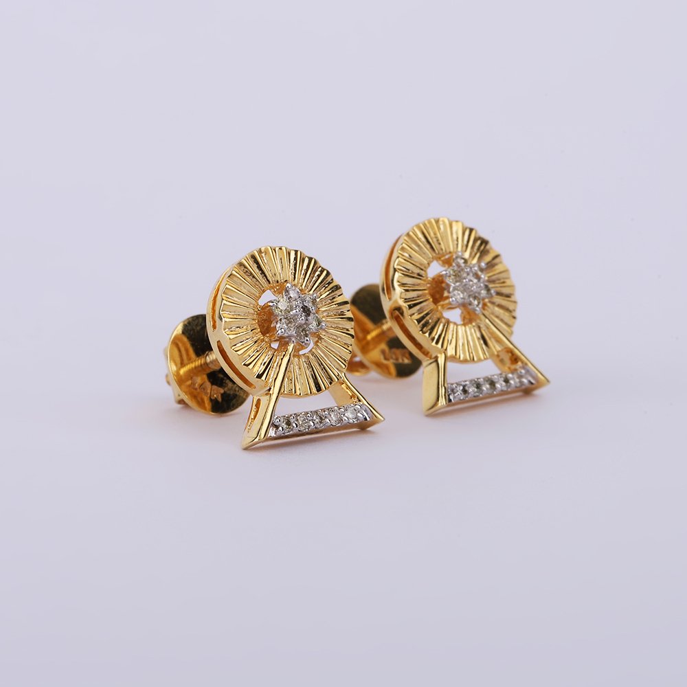 Nincs minimálár - Stud fülbevaló - 14 kt. Sárga arany - 0.13ct. tw. Gyémánt (Természetes) - Arany gyémánt fülbevalók #1.0