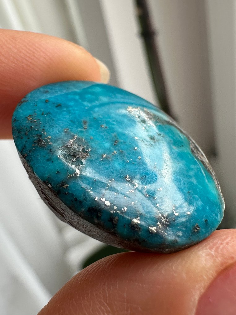 綠松石 真品！頂級顏色的內沙布爾綠松石，重47.35克拉。碩大精美。寶石級品質！ - 高度: 26 mm - 闊度: 21 mm- 9.47 g #4.3