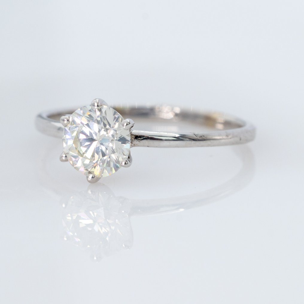 没有保留价 - 戒指 - 18K包金 白金 - 0.90ct. tw. 钻石 (天然) - GWLab #3.2