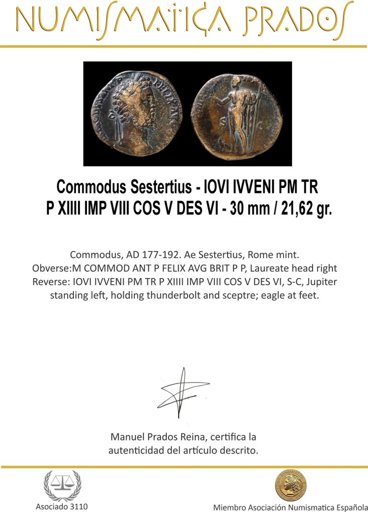 罗马帝国. Commodus (AD 177-192). Sestertius  (没有保留价) #1.0