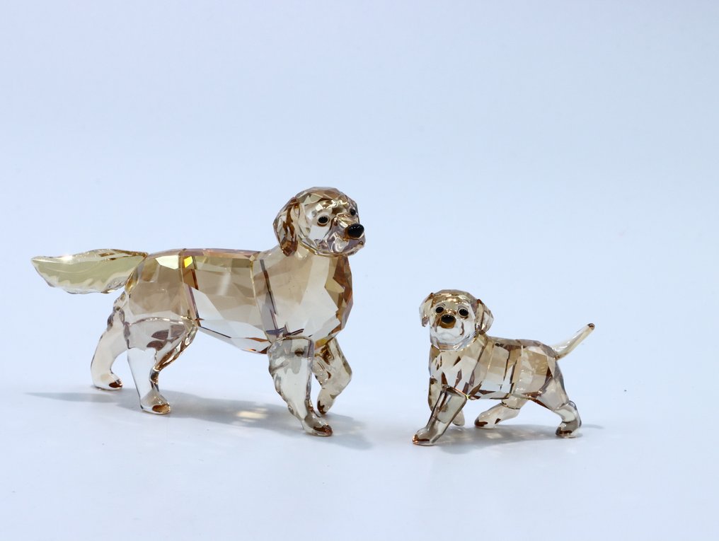 玩具人偶 - Swarovski Crystal - Golden retriever moeder & pup (Unboxed) - 水晶 #1.0