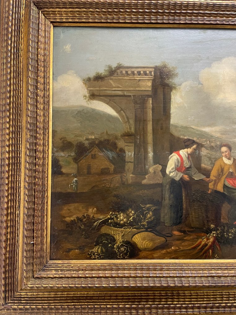 Italiensk skole (XVII) - Scena di mercato con figure presso rovine classiche romane #4.3