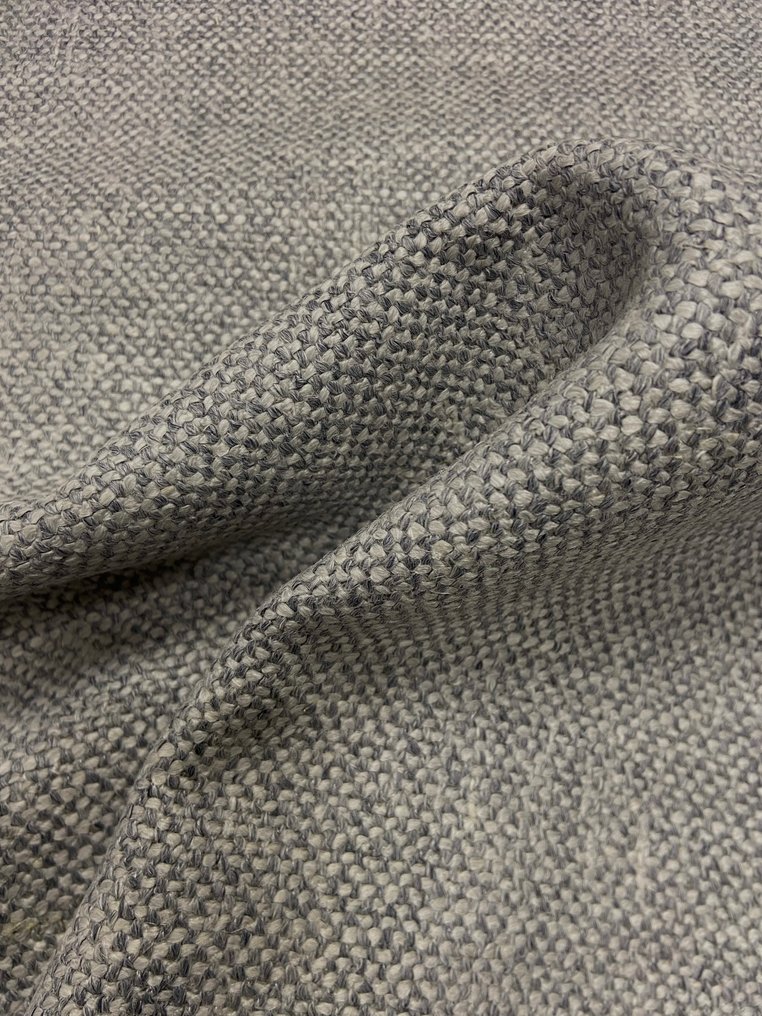 Highly prized! Luxurious woven fabric created by intertwining cream and gray threads. - Textile  - 450 cm - 140 cm #1.0