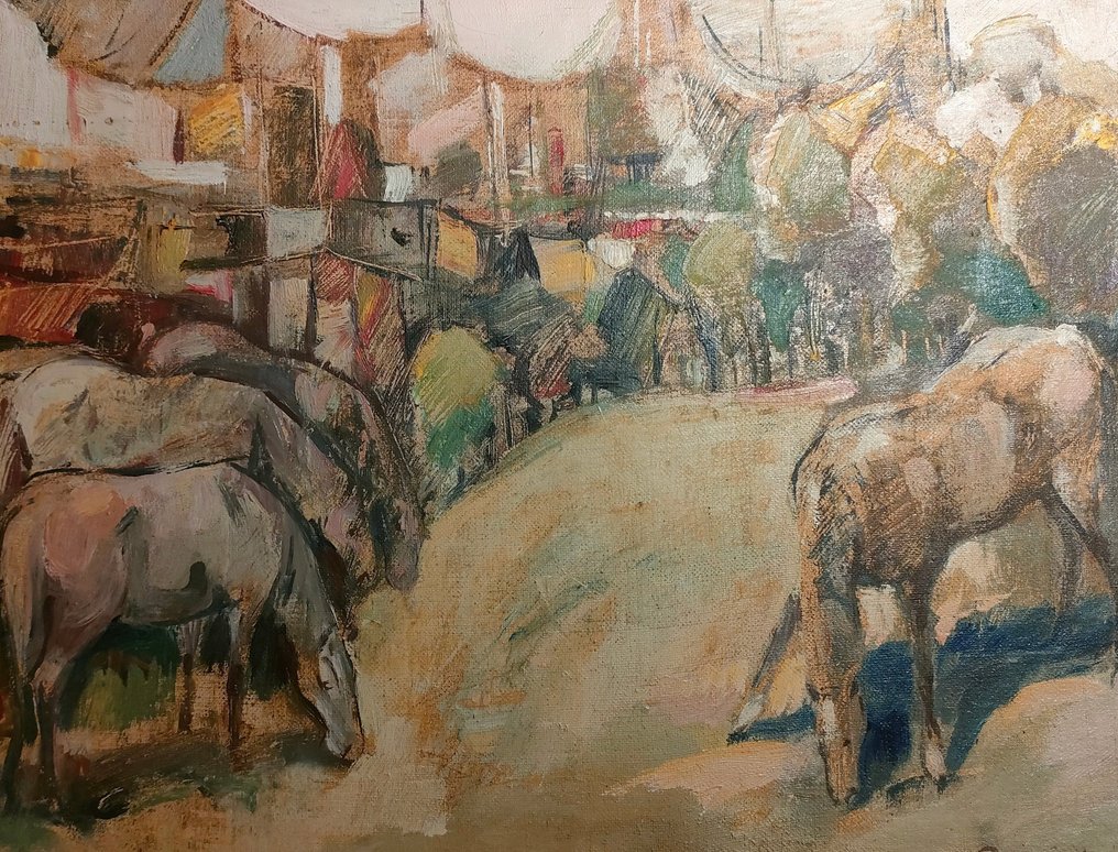 Piotr Grabowsky (XX) - Veduta con cavalli #1.0