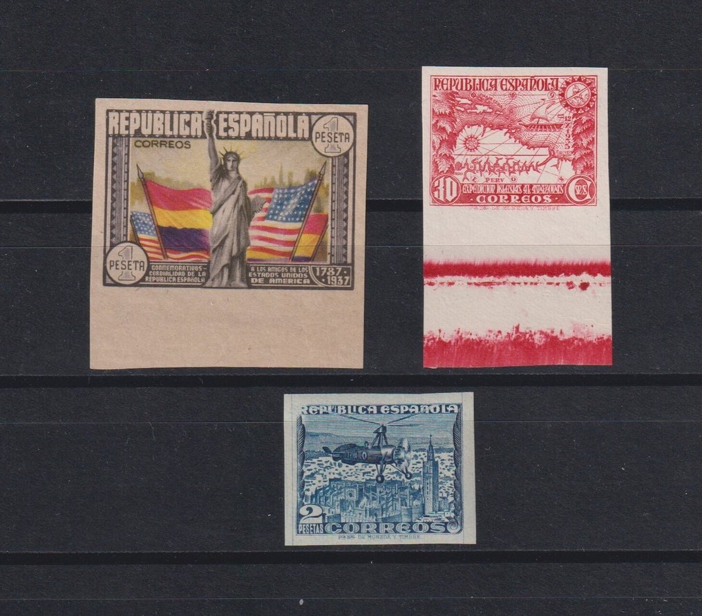Spanyolország 1938 - Const. EEUU. Amazonas és fogazás nélküli autogiro. - Edifil nº 694s + 763s + 769s #1.0