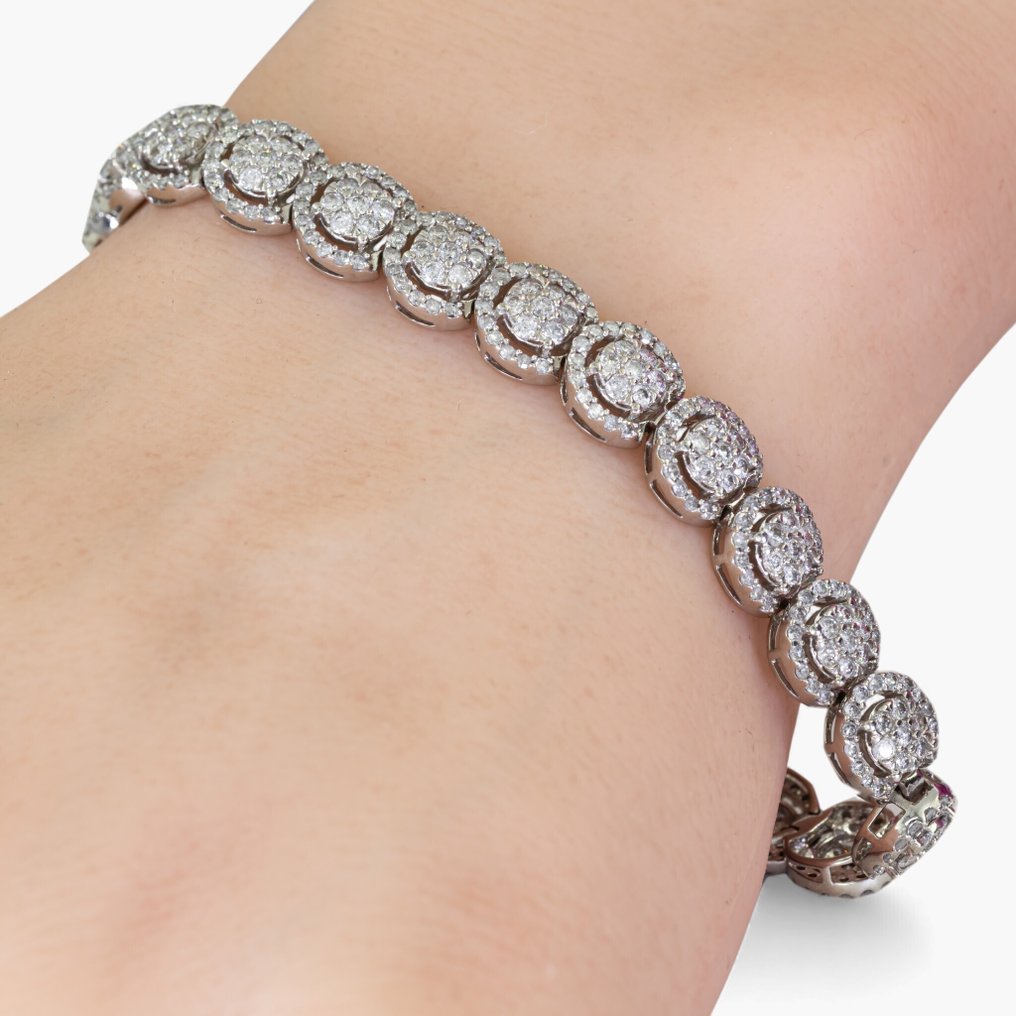 Nincs minimálár - Karkötő - 14 kt. IGI Antwerp - 17 gramm, Fehér arany - 5.30ct. tw. Gyémánt (Természetes) #1.0