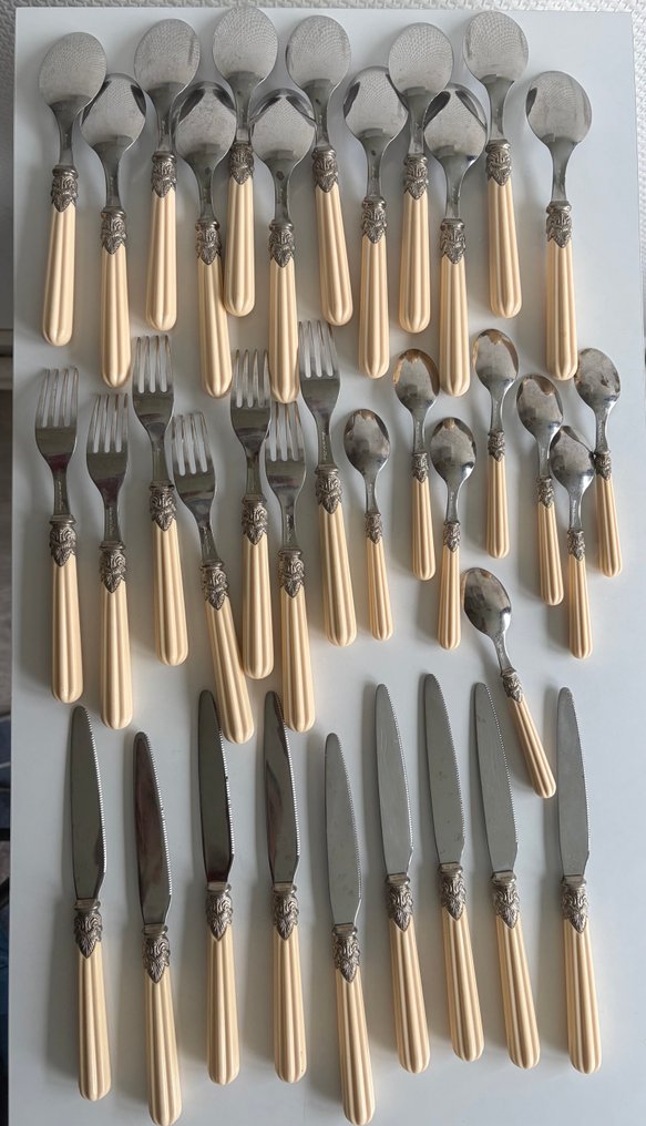 Faqueiro (36) - Aço - Talheres de Mesa Vintage (36 peças) – Modelo Clássico com Cabo Creme – Eme Inox Italy 18/10 #1.0