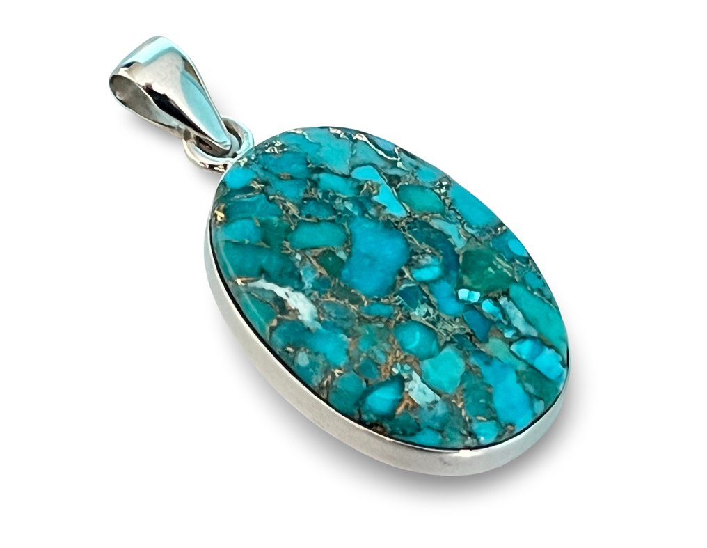 925 银 - 亚利桑那绿松石 - 铜 - 吊坠 #1.0