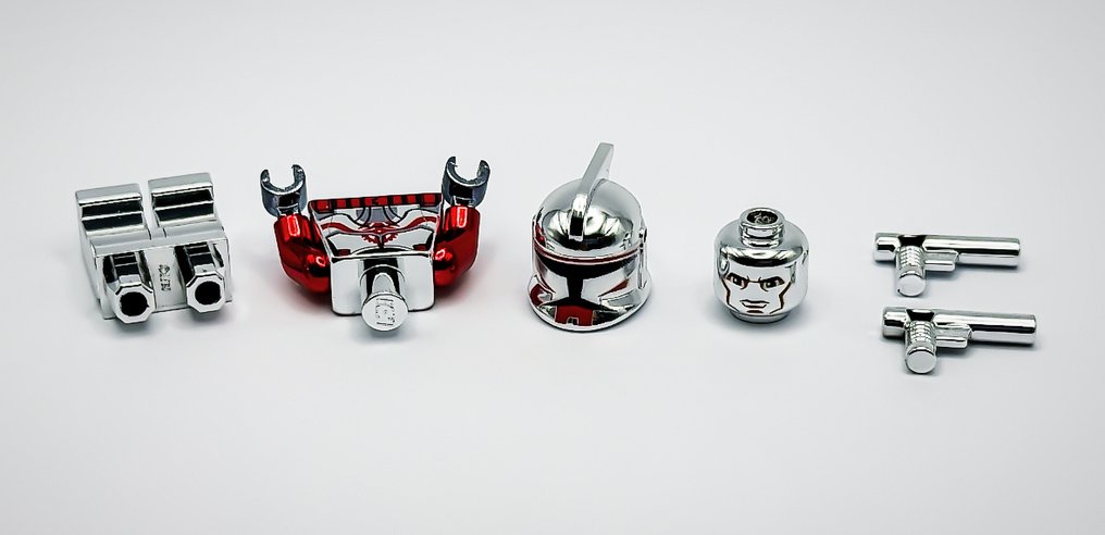 LEGO Minifigure - Star Wars - Chrome Silver Red Commander Fox Phase 1 MiniFigure Star Wars Official Customized Lego Parts!! #4.3