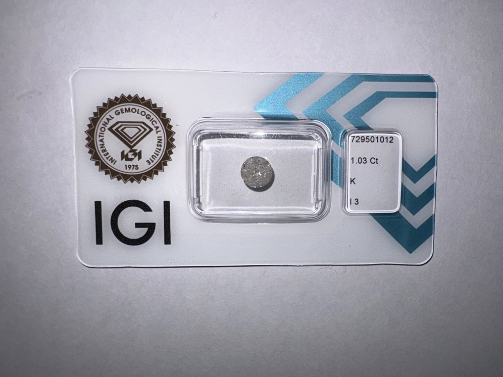 No reserve price - 1 pcs Diamond (Natural) - 1.03 ct - Round - K - I3 - International Gemological Institute (IGI) #1.0