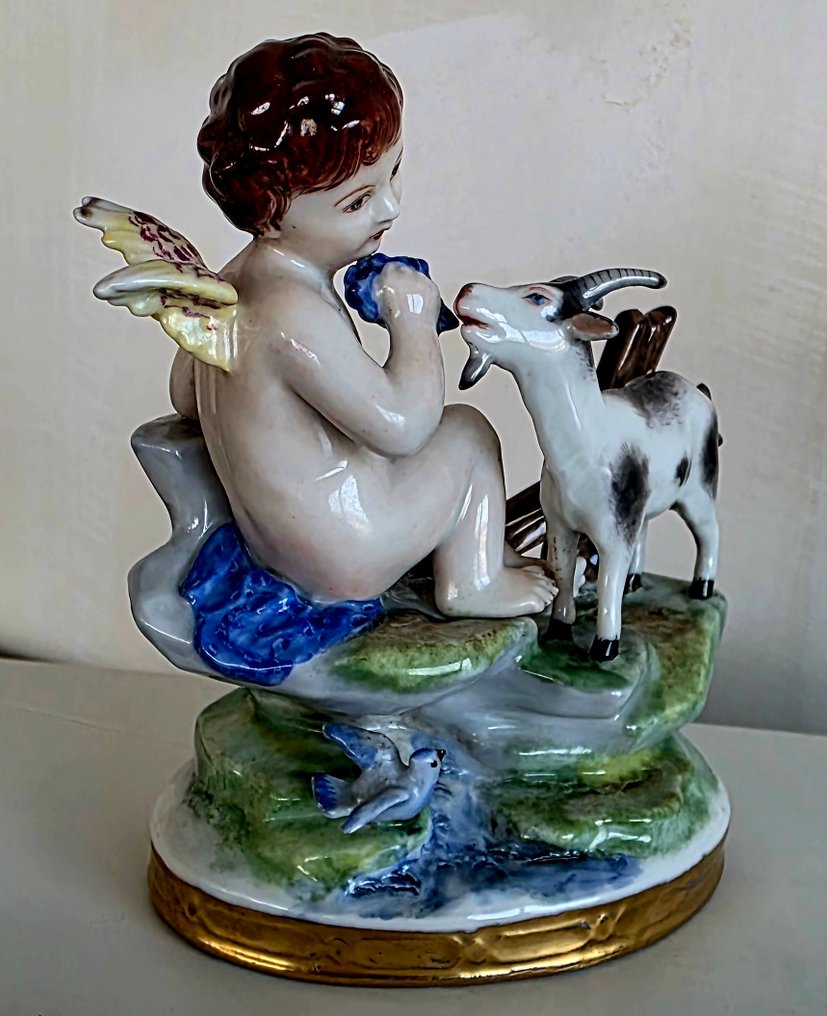 Aelteste Volkstedter - Figuriini - CHÉRUBIN AVEC CHÈVRE - Posliini #3.2