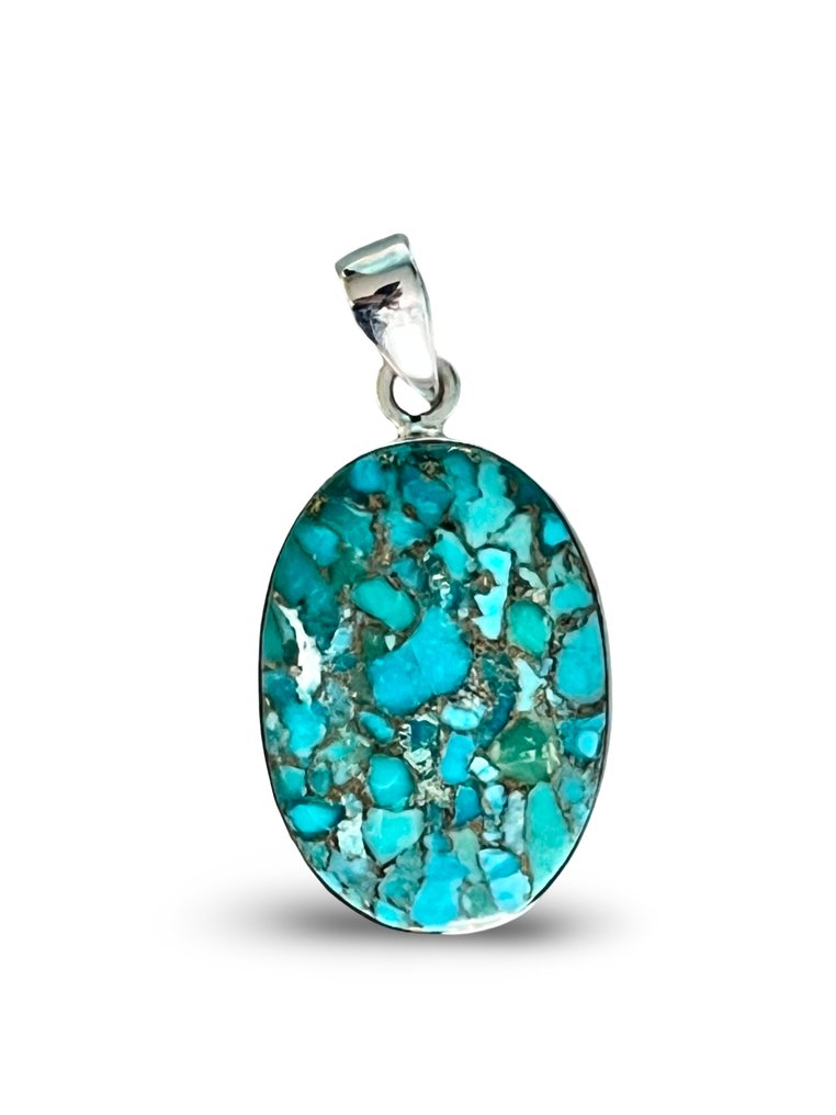 925 银 - 亚利桑那绿松石 - 铜 - 吊坠 #1.0