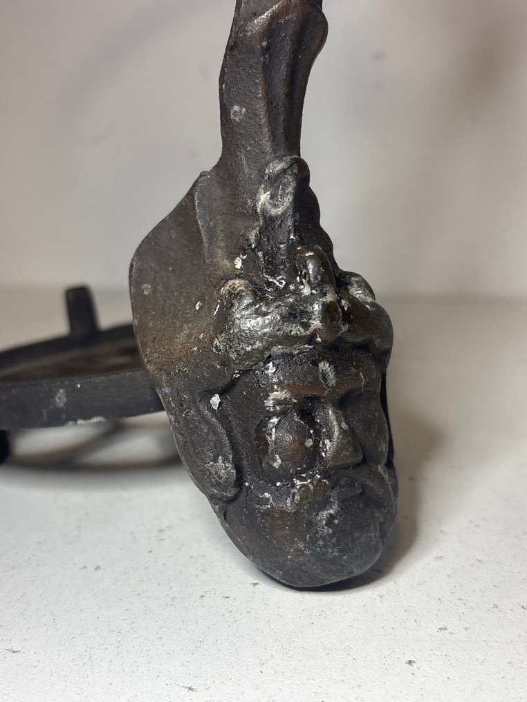 Skulptur, Wijnfles houder met engel en Bacchus - 23 cm - Jern #2.1