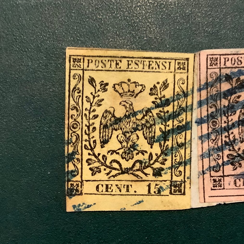 意大利古城邦-莫德纳 1852 - 5、10 和 15 分的徽章碎片 - Sassone 2/4 #1.0