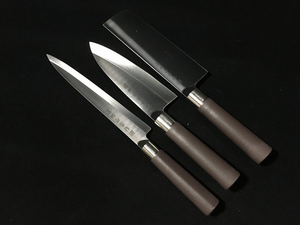 正宗 MASAMUNE / Set of 3 / 柳刃 YANAGIBA 菜切 NAKIRI 出刃 DEBA - Μαχαίρι κουζίνας - Ιαπωνικό μαχαίρι κουζίνας - Χάλυβας - Ιαπωνία #1.0