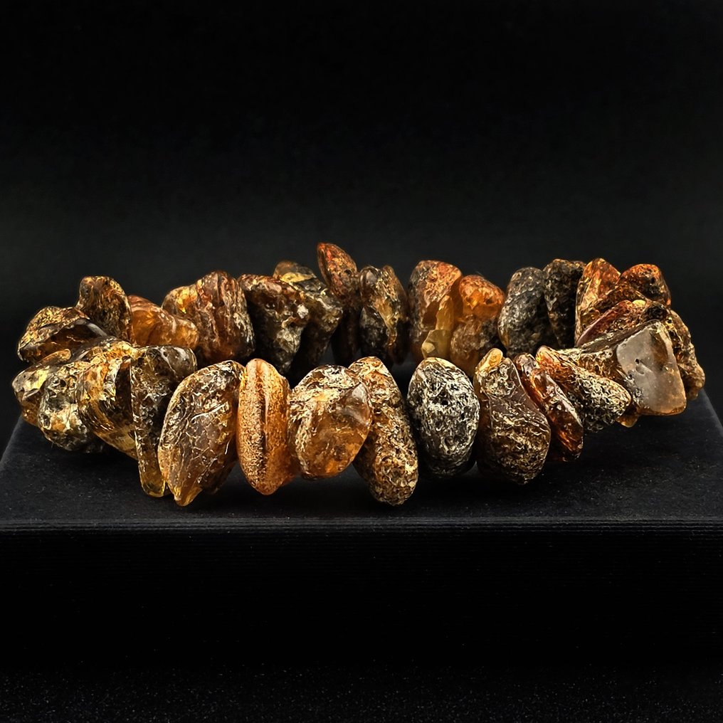 天然波罗的海琥珀手链——未触动的化石段——古老的土色温暖 - 琥珀  (沒有保留價) #2.1