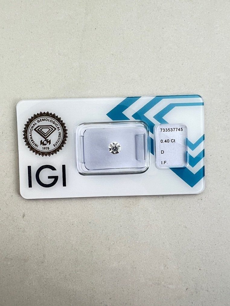 1 pcs 钻石 (天然) - 0.40 ct - 圆形 - D (无色) - IF - 国际宝石研究院(IGI) #1.0