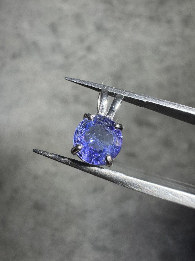 Περαμάν από φυσική τανζανίτη + Ασήμι 925 + αλυσίδα. 21,88ct Κοσμήματα- 4.38 g - (1) #3.2