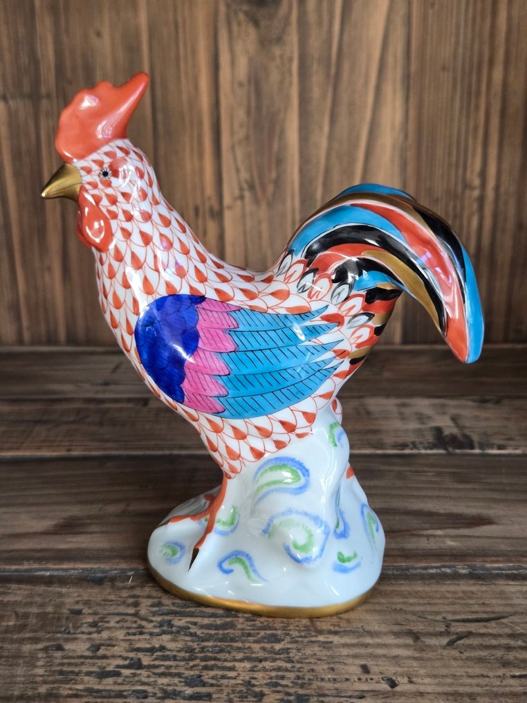Herend - Statue, Red Fishnet Rooster - 145 mm - Porcelain #1.0