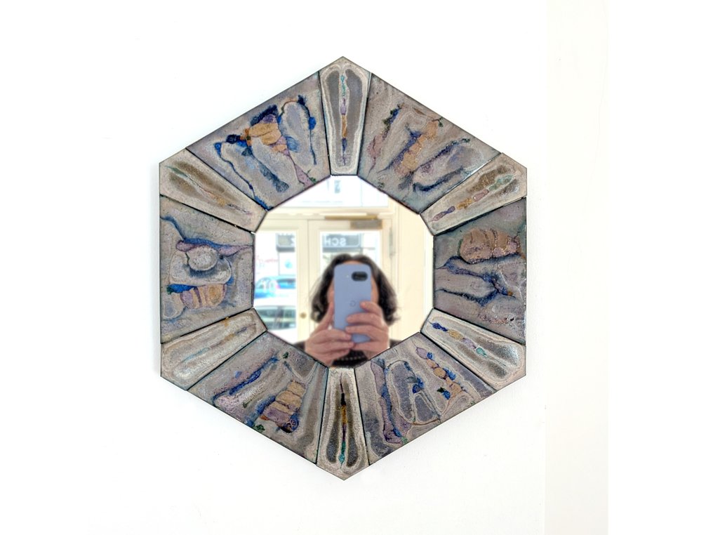 Miroir mural - Miroir hexagonal décoratif (plaques de cuivre émaillées) - Miroir hexagonal #1.0