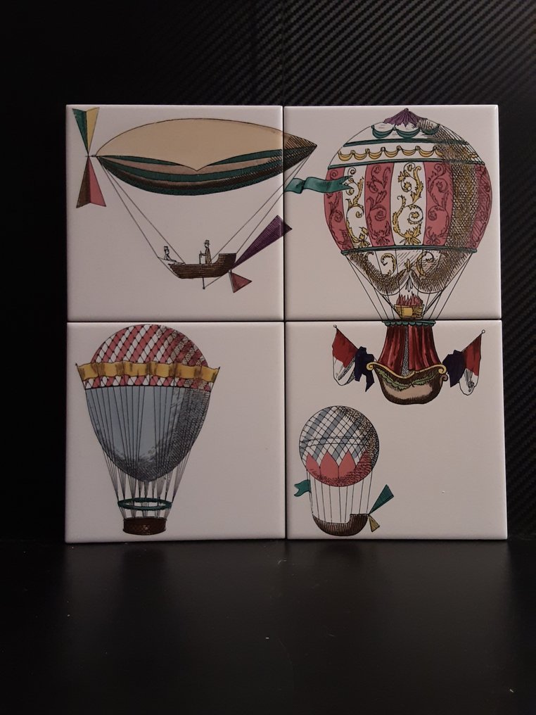 Design Tile (4) - Flying Machines - Ceramica Bardelli Vittuone ( MI ) - Piero Fornasetti - Design - 1990-2000 #1.0