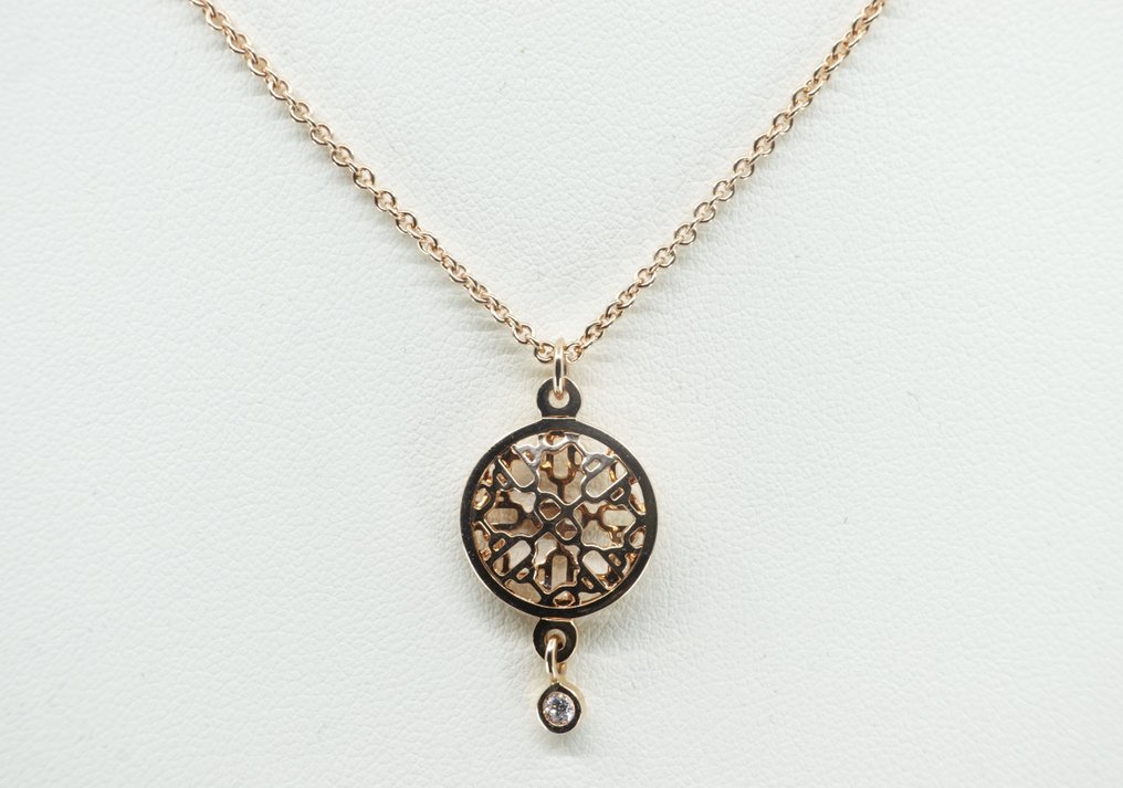 Hermès - Κολιέ - Diamond Chaine d'Ancre Passerelle - 18 καράτια Ροζ χρυσό - 0.06ct. tw. Διαμάντι (Φυσικό) #2.1