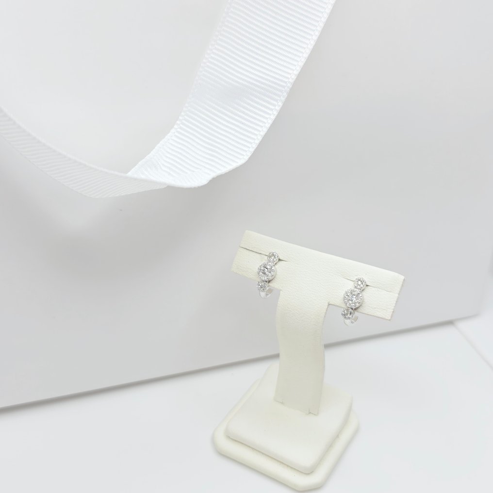 Nincs minimálár - Drop fülbevaló - 14 kt. Fehér arany - 0.25ct. tw. Gyémánt (Természetes) #3.2