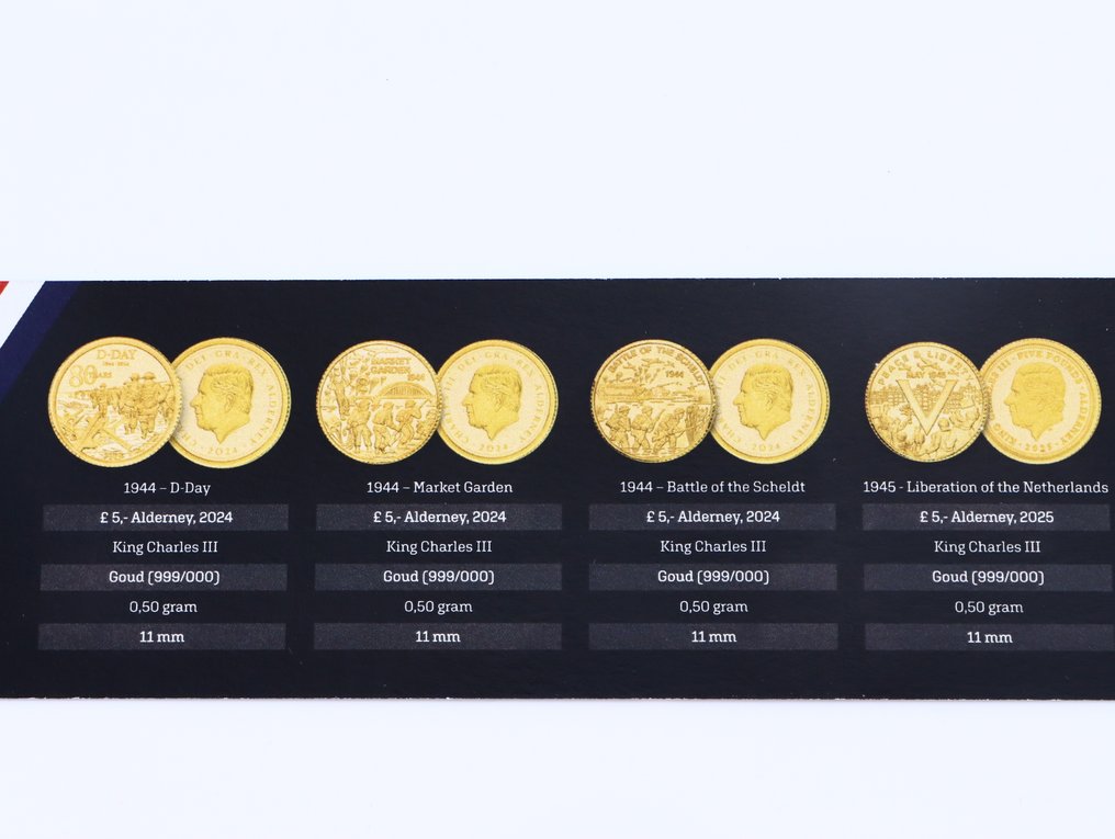 Netherlands. "De route naar de vrijheid 1944-1945, gouden muntset. 2024 & 2025 #2.1