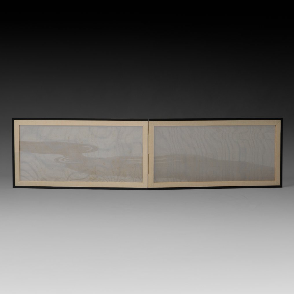 Furosaki'byôbu 風炉先屏風 (αναδιπλούμενη οθόνη τελετής τσαγιού) - Lacquered wood, Silk, Mesh - Ιαπωνία - Υστερία περιόδου Σόχα (δεκαετίες 1970–1980) #3.2