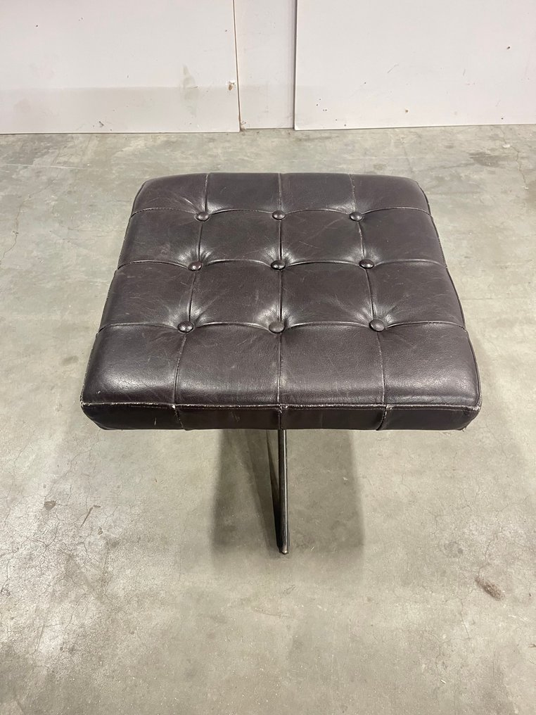 凳子 - 皮革, 金属 - Vintage Danish Design #2.1