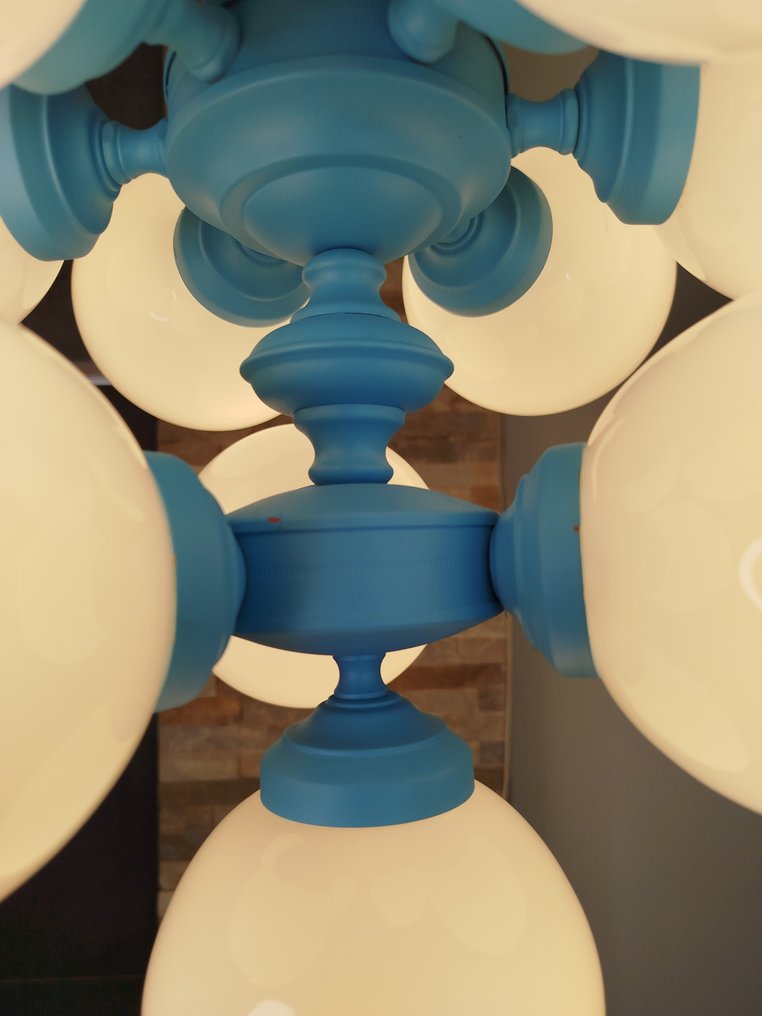 吊燈 - sputnik - 金屬 - 九个乳白色水晶气球 #4.3