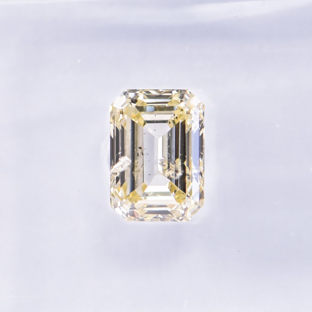 没有保留价 - 1 pcs 钻石 (天然色彩的) - 0.77 ct - 祖母绿 - Fancy 黄色 - I1 内含一级 - 国际宝石研究院(IGI) - VG #2.1