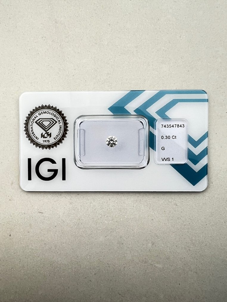 χωρίς τιμή ασφαλείας - 1 pcs Διαμάντι  (Φυσικό)  - 0.30 ct - Στρογγυλό - G - VVS1 - International Gemological Institute (IGI) #1.0