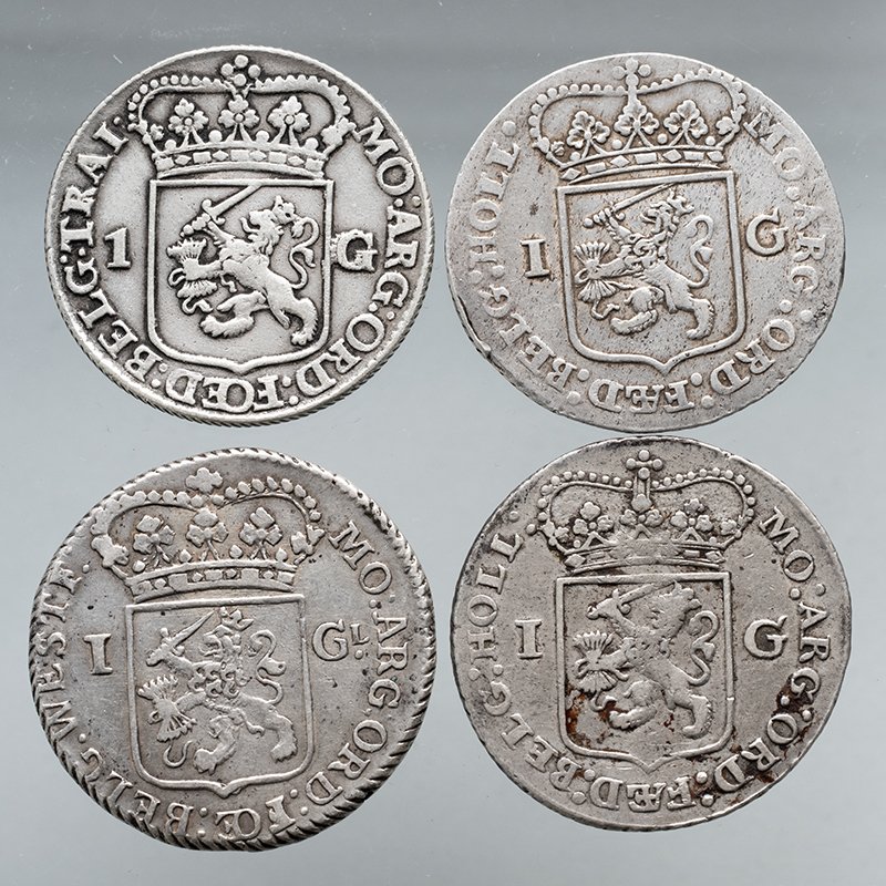 Nederland, Provinsielle mynter 1 Gulden 1764-1795 (4 stuks) (Ingen reservasjonspris) #1.0