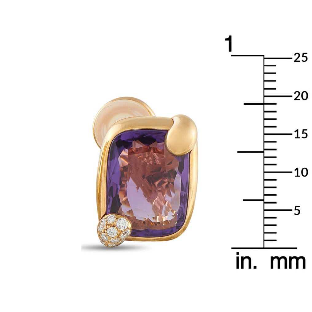 Pomellato - Boucles d'oreilles - 18 carats Pomellato Ritratto 18K or jaune, diamant et améthystes, Or jaune #1.0