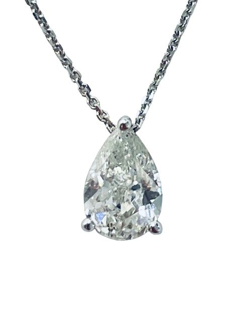 Sem preço de reserva - Colar com pingente - 14 K Ouro branco -  1.02ct. tw. Diamante (Natural) #1.0