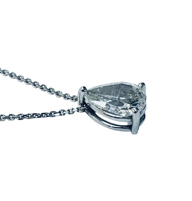 Sem preço de reserva - Colar com pingente - 14 K Ouro branco -  1.02ct. tw. Diamante (Natural) #2.1