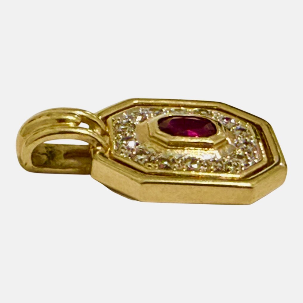 Riipus - 14 kt. Keltakulta - 0.78ct. tw. Rubiini - Timantti #2.1