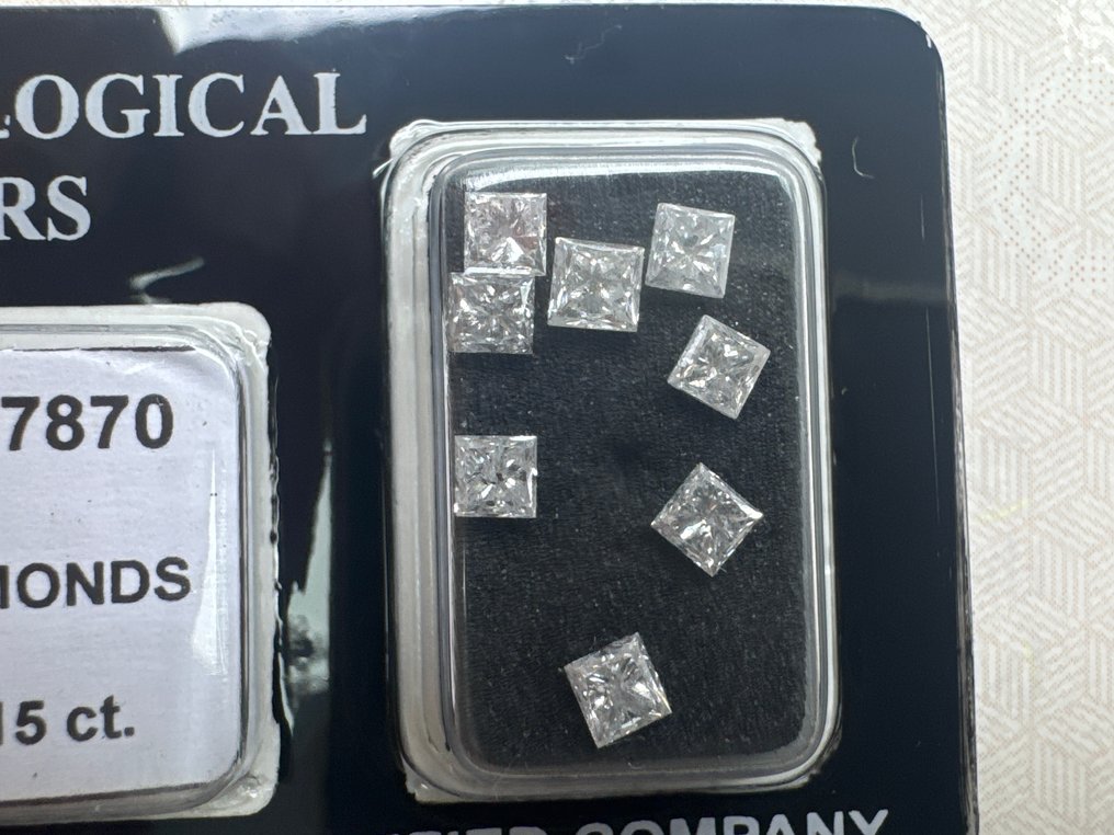 没有保留价 - 8 pcs 钻石  (天然)  - 2.15 ct - 方形 - D (无色), E, F - SI1 微内含一级, I1 内含一级 - 以色列宝石中心（G.C.I.） #3.2